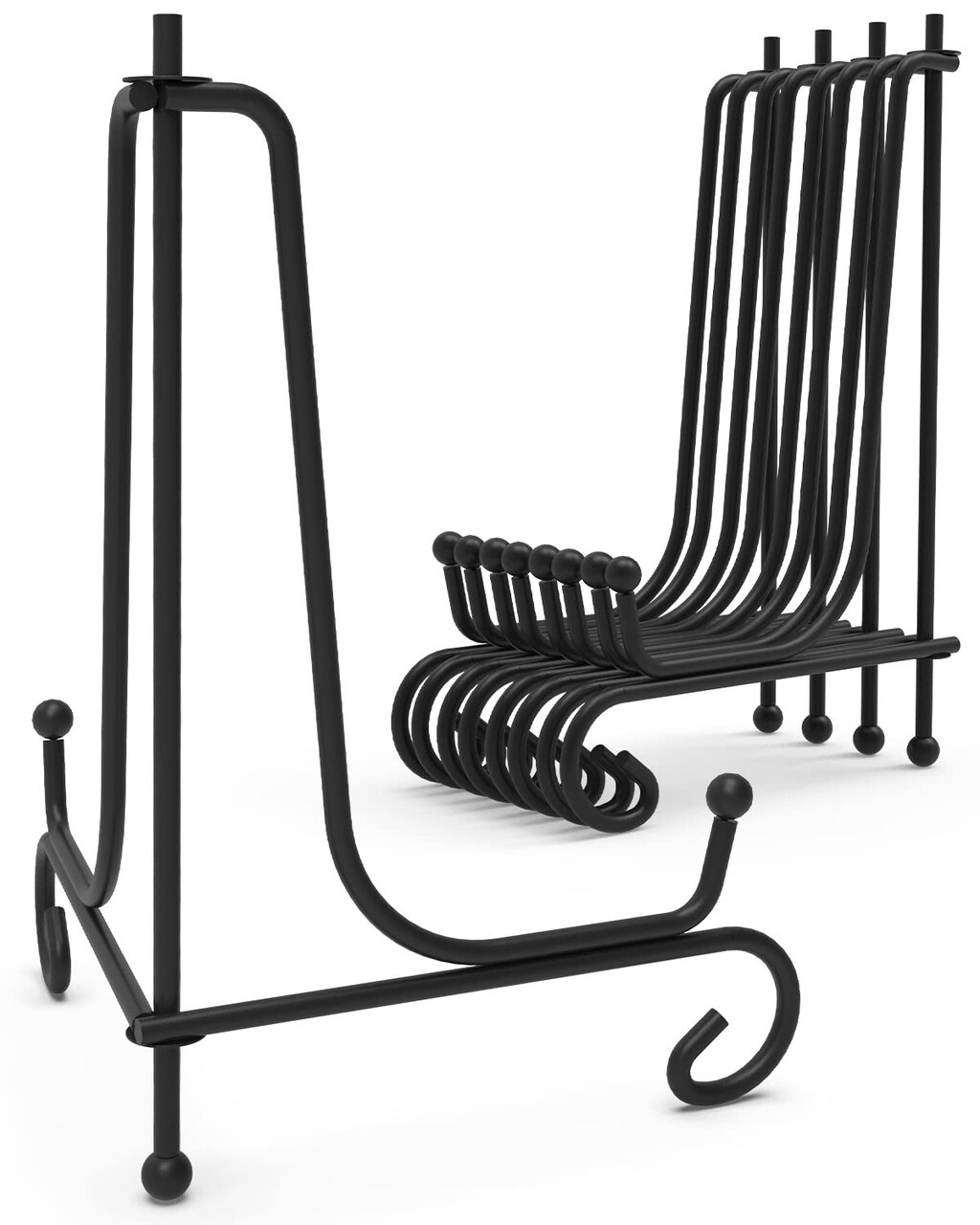 Lzerking Iron Display Stand 5 Packs, 4 Inches Plate Stand Picture Stand Photo Stand for Display, Black Foldable Easel Stand Holder for Photo Frame, Artwork, Collection, Decorative Plate, Book, Office